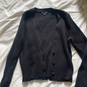 For Love & Lemons Black Ruffle Sweater